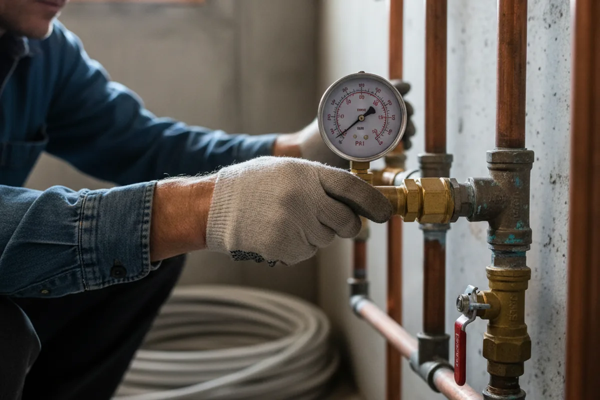 Pressure testing a repaired line during Water Line Repair in Lawtey